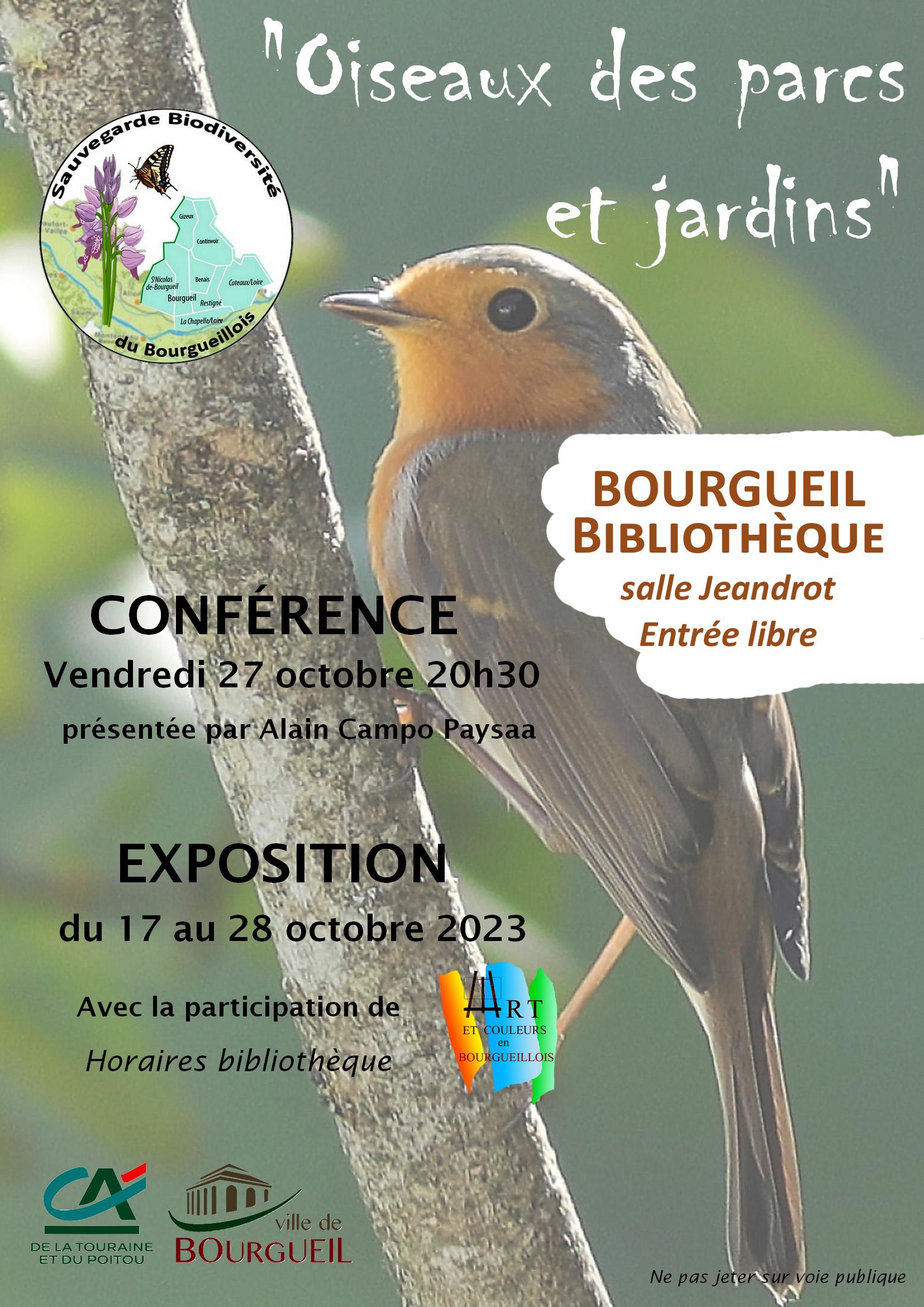 Exposition et conférence sur les oiseaux de nos parcs et jardins